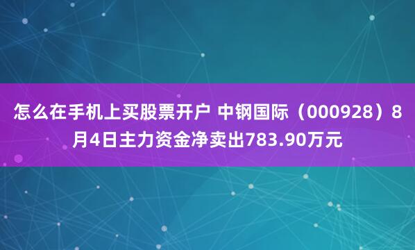 怎么在手机上买股票开户 中钢国际（000928）8月4日主力资金净卖出783.90万元