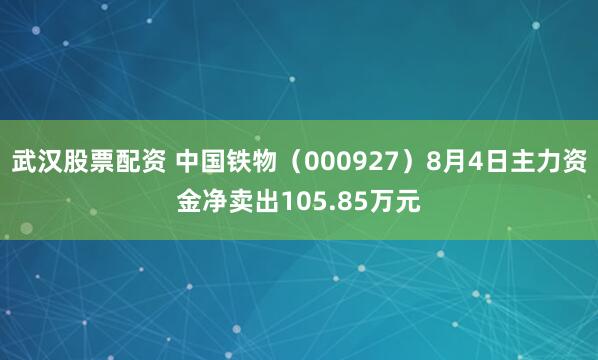 武汉股票配资 中国铁物（000927）8月4日主力资金净卖出105.85万元