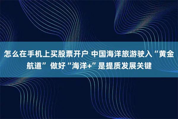 怎么在手机上买股票开户 中国海洋旅游驶入“黄金航道” 做好“海洋+”是提质发展关键
